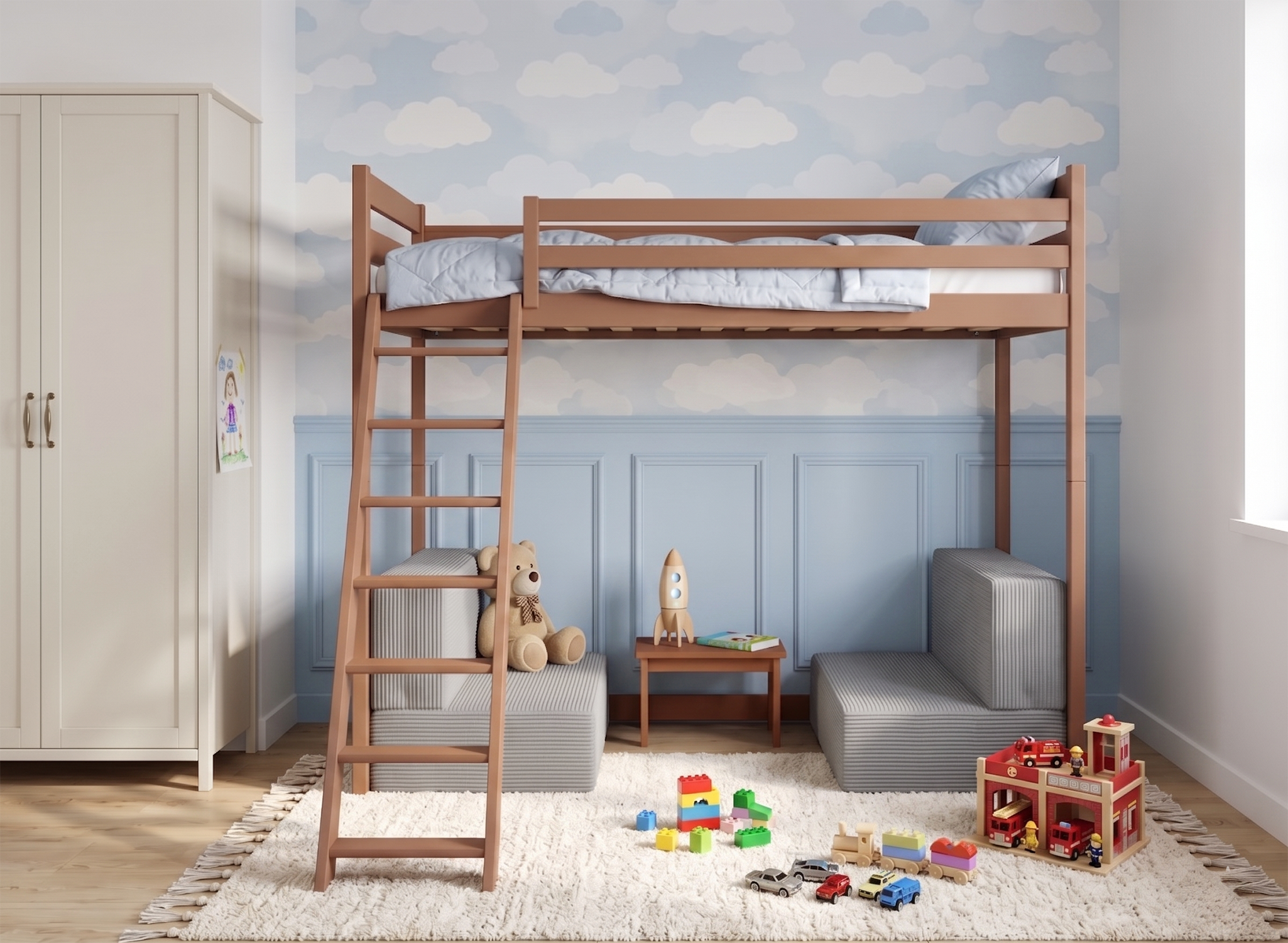 Lit mezzanine SOFENA avec canapé modulable – Lano Meble